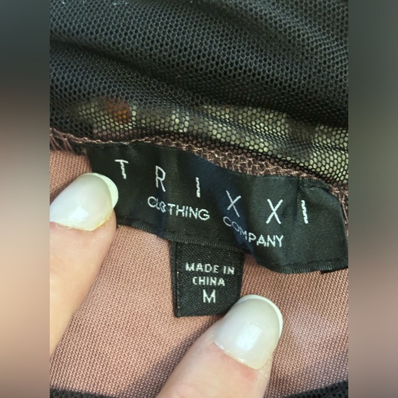 TRIXXI Skater Dress Mesh Neckline, Velvet Florals - Picture 8 of 9